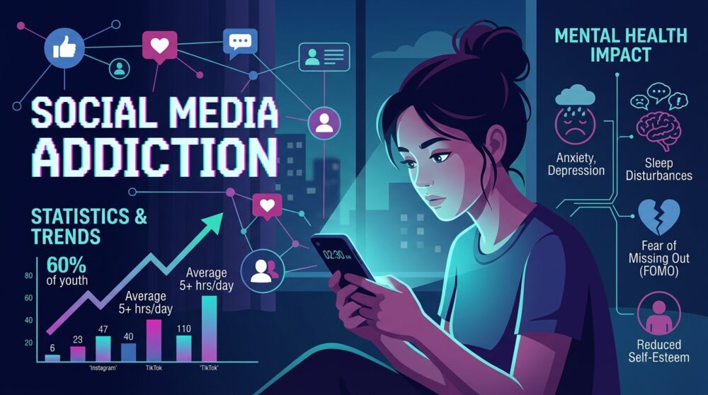 Social Media Addiction Statistics: Numbers, Trends and Mental Health Impact