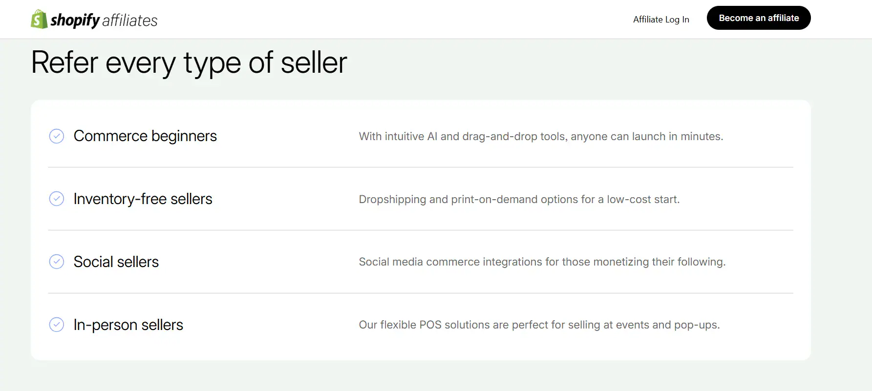 Shopify a strong affiliate program